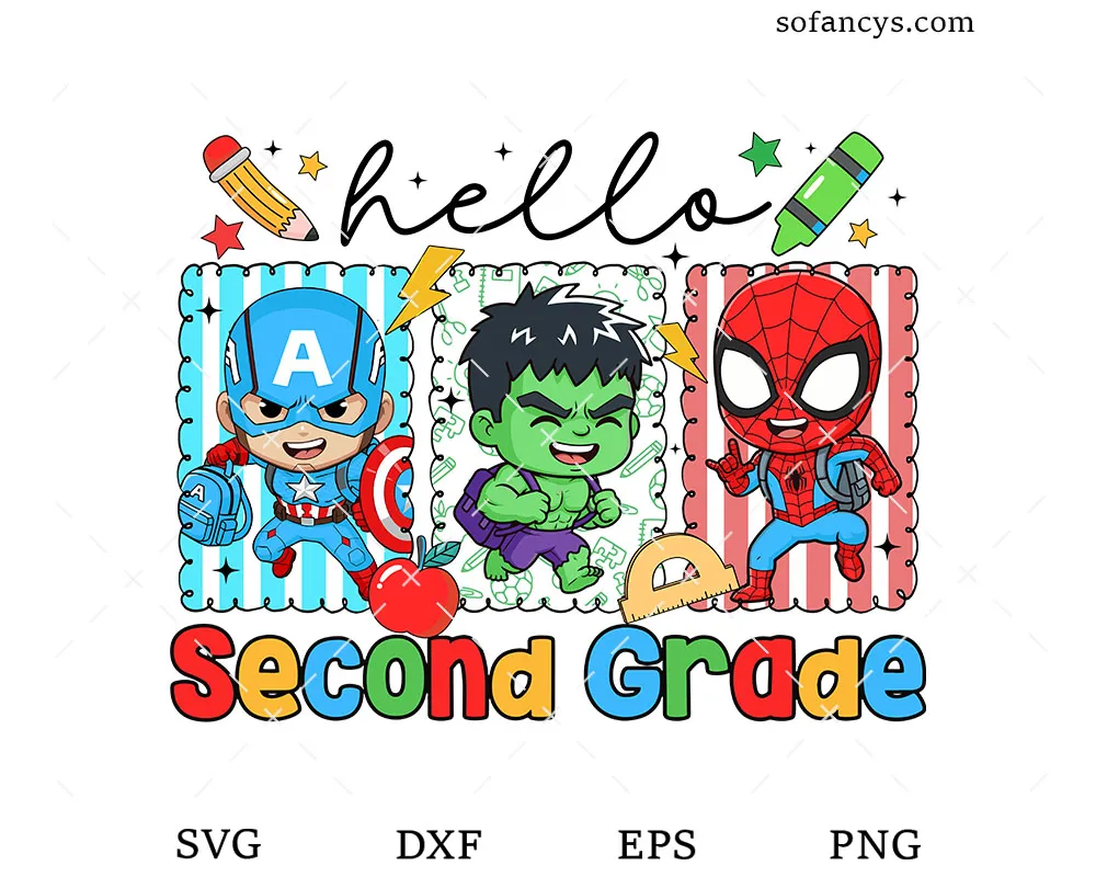 Hello Second Grade Superhero SVG
