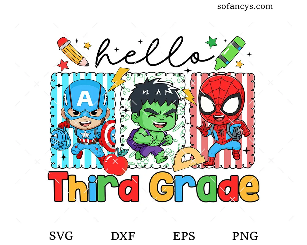 Hello Third Grade Superhero SVG