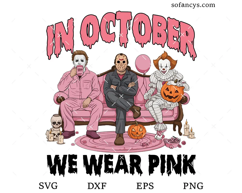 Horror Characters Pink Couch SVG