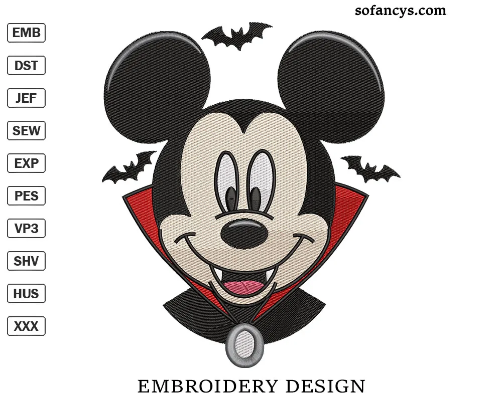 Mickey Dracula Embroidery Design