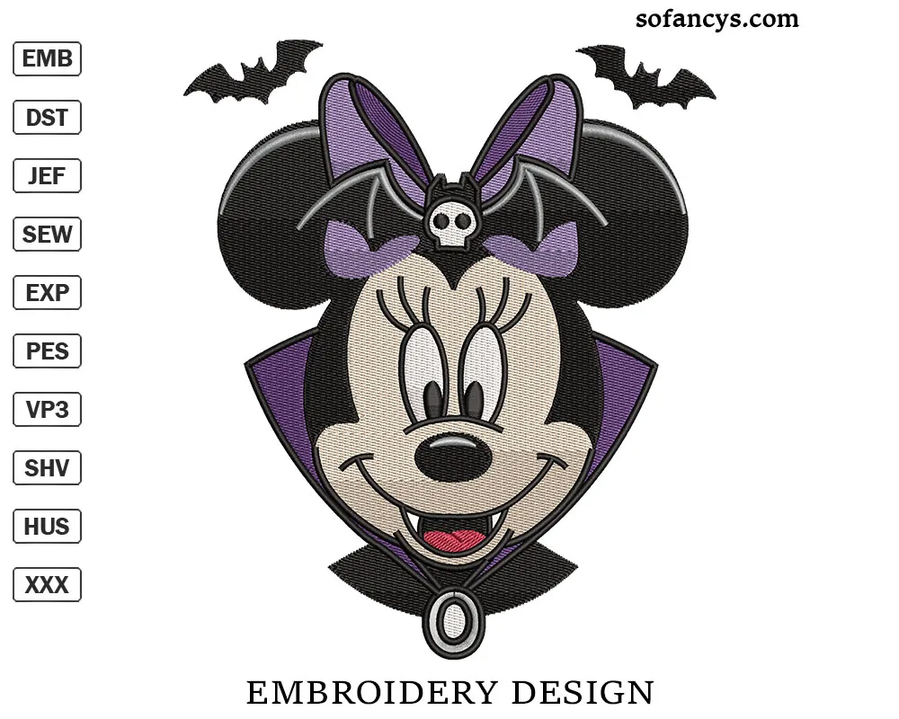 Minnie Mouse Vampire Embroidery Design