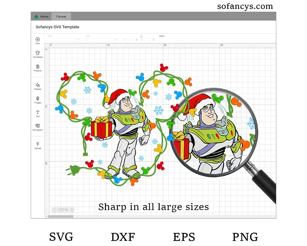 Buzz Lightyear Christmas Lights SVG Disney Mickey Xmas File