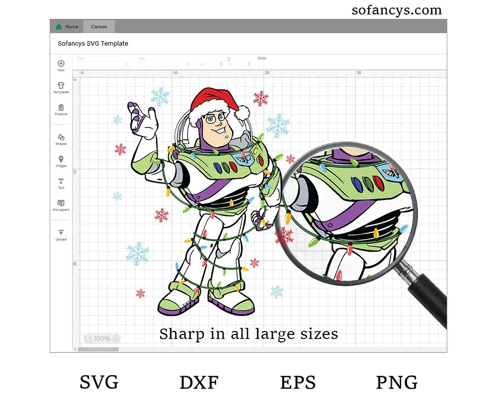 Buzz Lightyear Xmas SVG Toy Story Santa Lights Christmas File