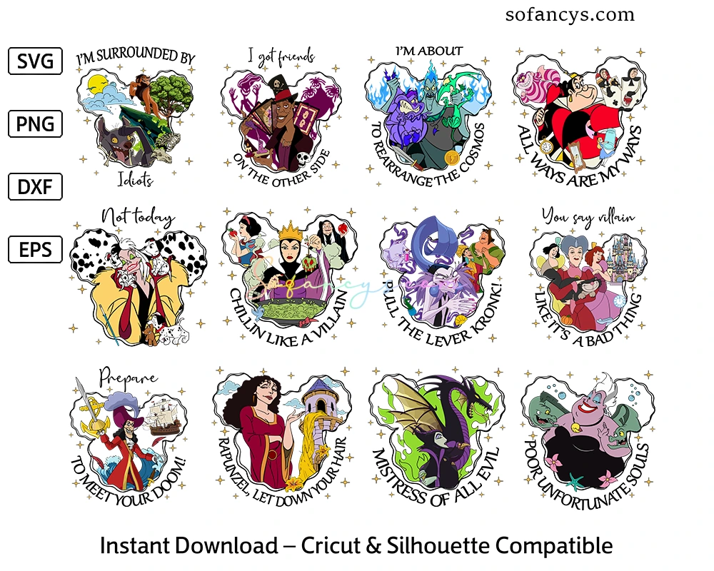 Disney Evil Queens SVG Bundle – Wicked Quotes & Magic Files