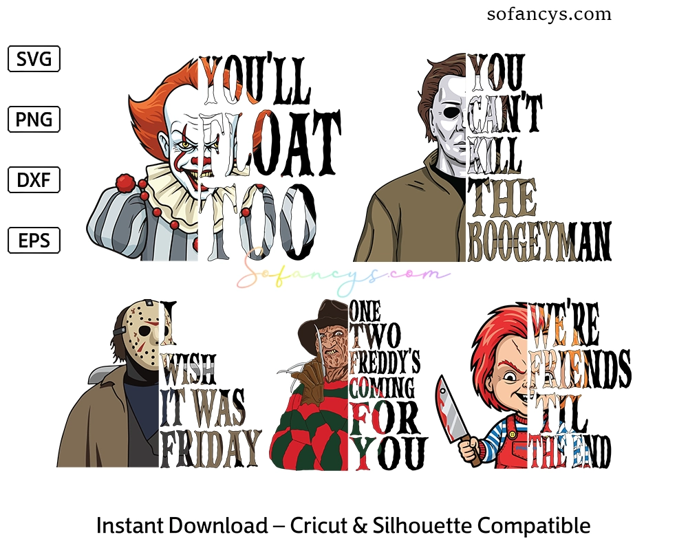 Horror Movie Characters SVG Bundle – Scary Killer Quotes Design