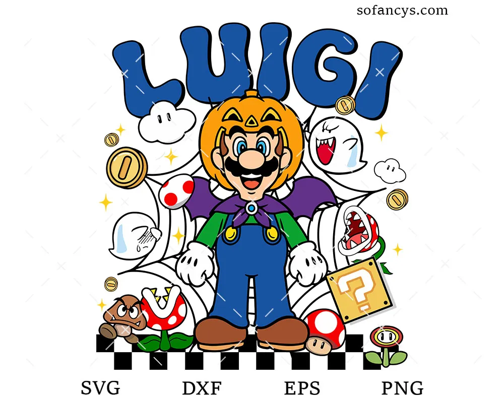 Luigi Pumpkin Mario SVG