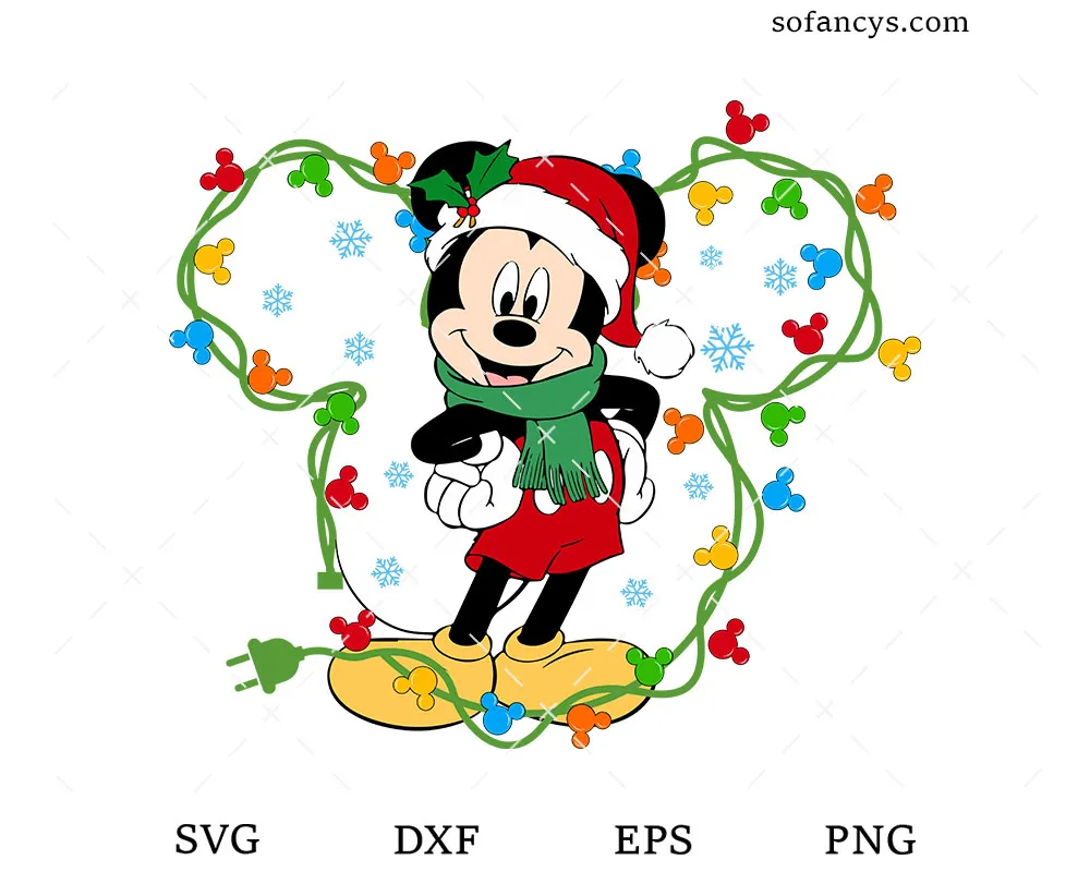 Mickey Christmas Lights SVG