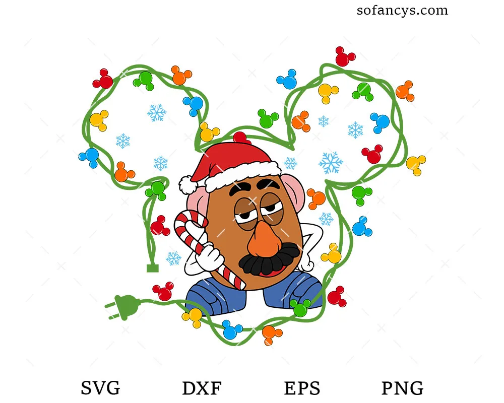 Mr Potato Head Christmas Lights SVG