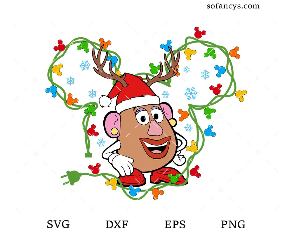 Mrs Potato Head Christmas Lights SVG