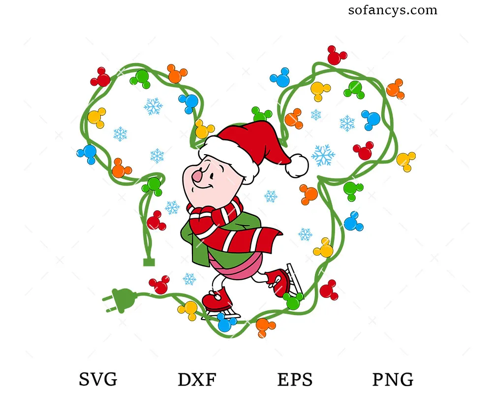 Piglet Christmas Lights SVG