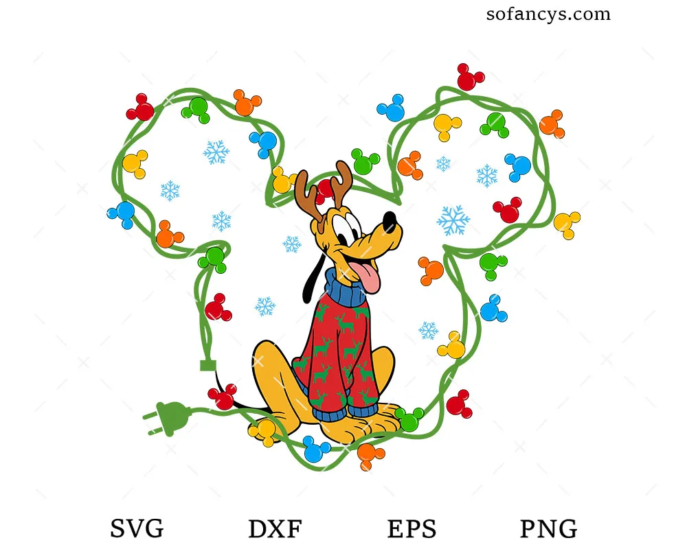 Pluto Christmas Lights SVG