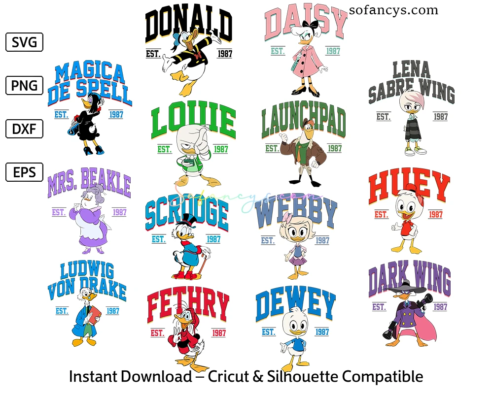 Retro DuckTales SVG Bundle – Classic Disney Cartoon Characters