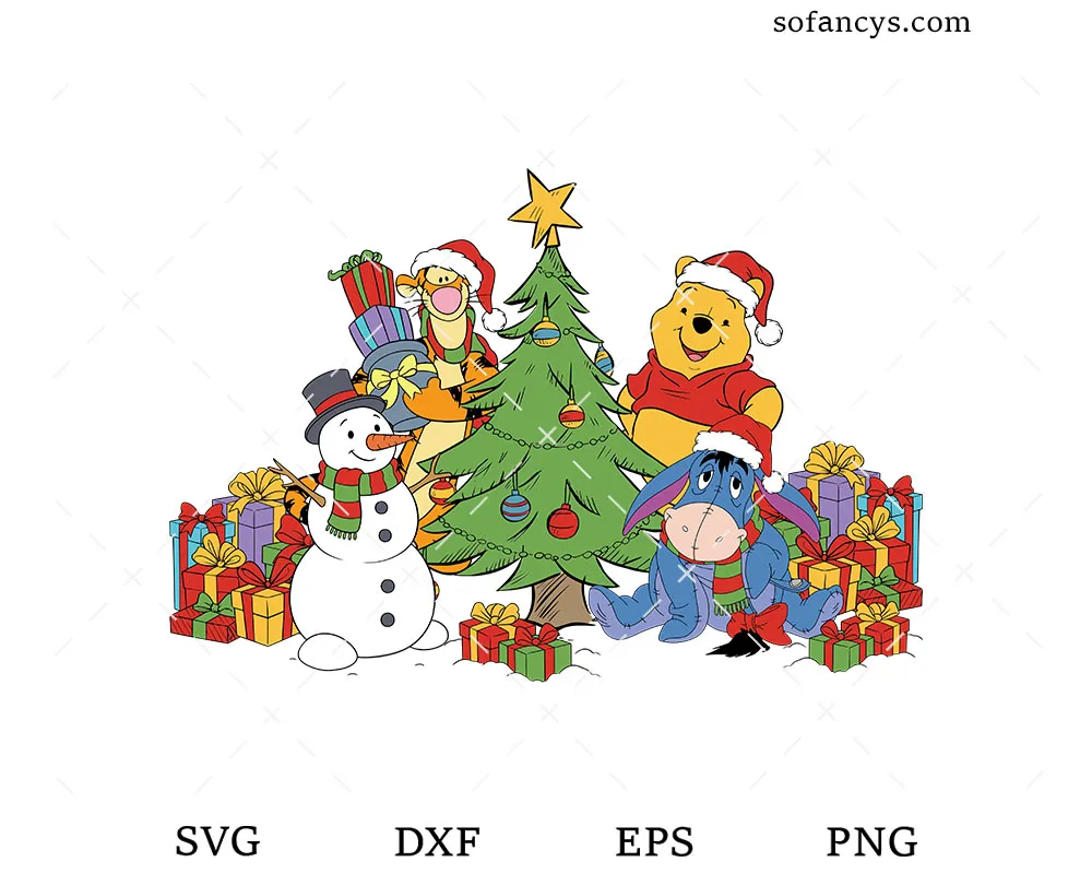 Retro Pooh Christmas SVG