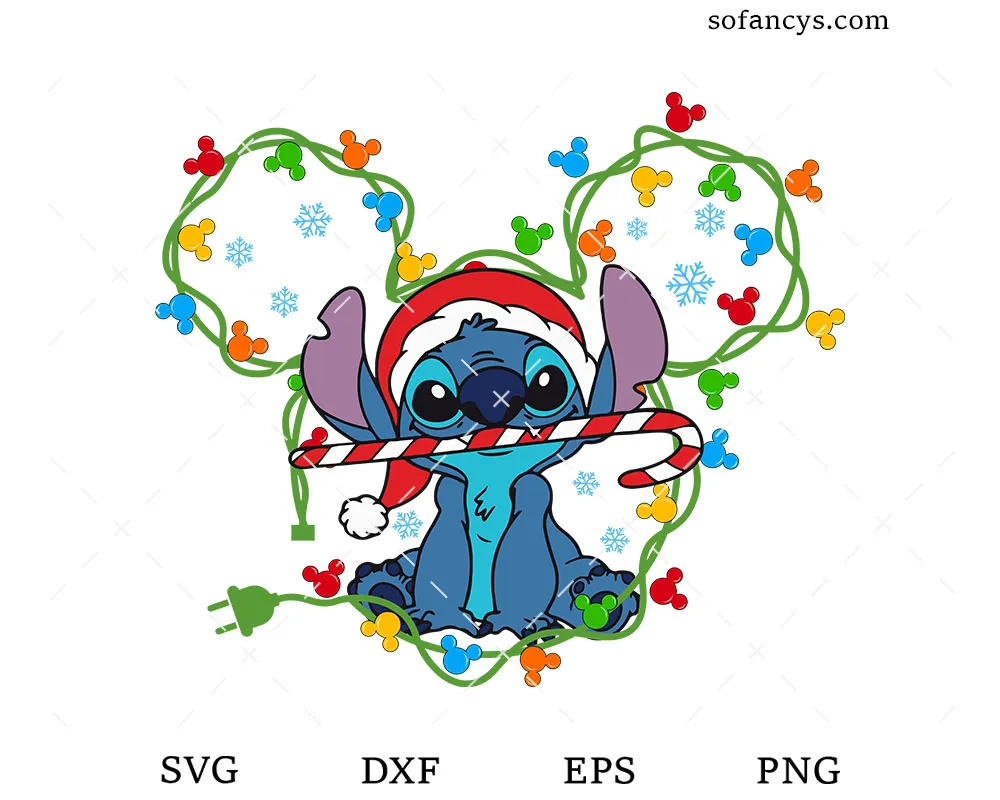 Stitch Christmas Lights SVG
