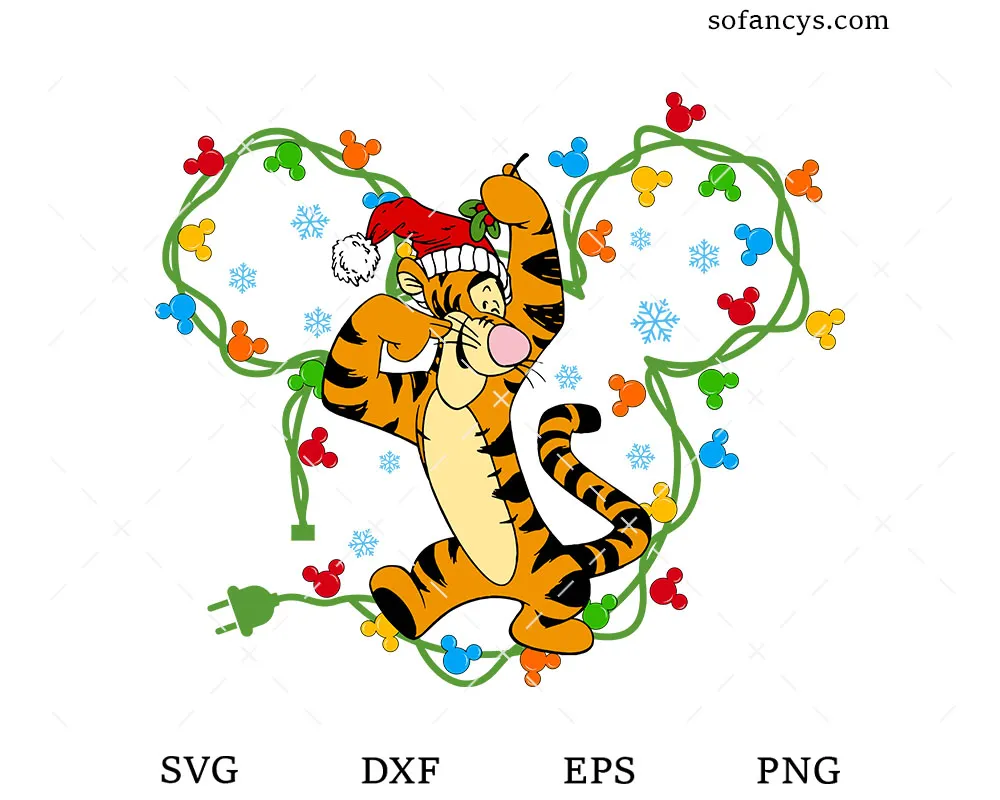 Tigger Christmas Lights SVG