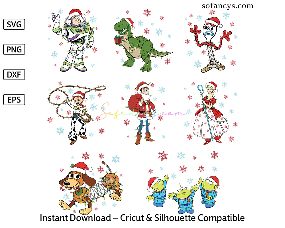 Toy Story Christmas SVG Bundle – Santa Lights Holiday Design