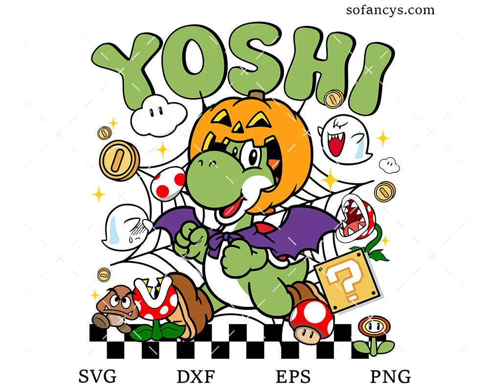 Yoshi Pumpkin Mario SVG