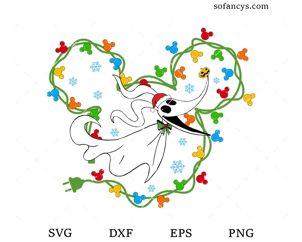 Zero Mickey Ears Christmas Lights SVG