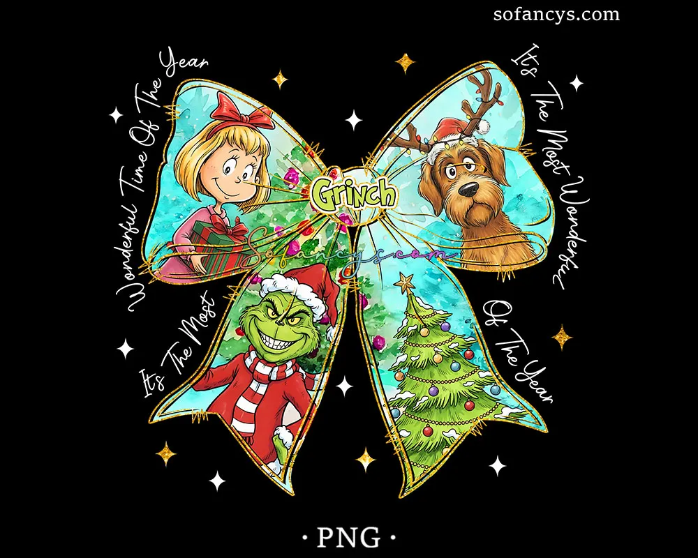 Grinch Christmas Bow PNG