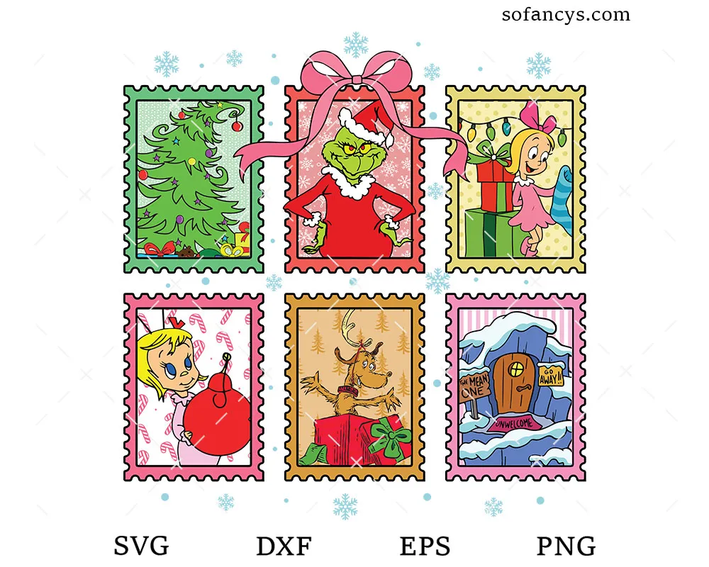 Grinch Christmas Stamps SVG