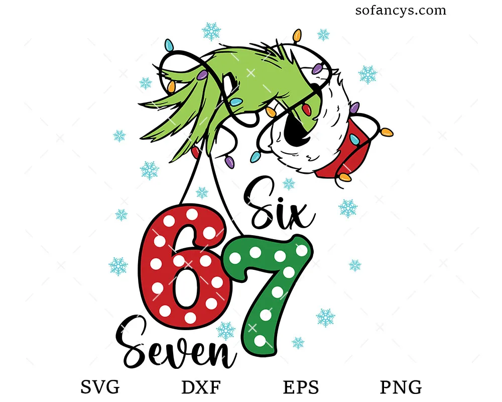 Grinch Hand Six Seven SVG
