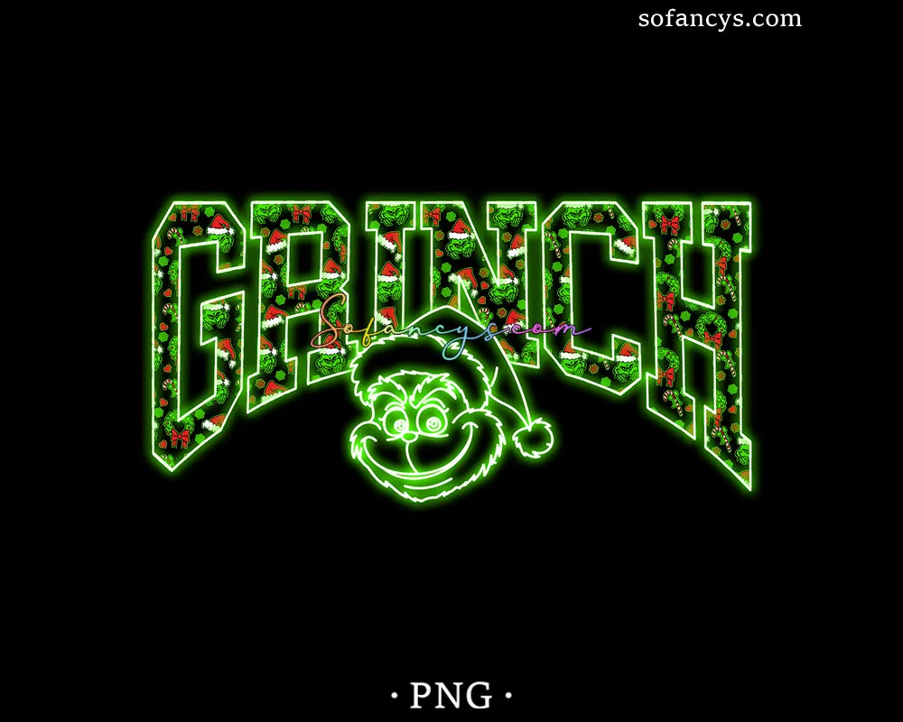 Grinch Neon Christmas PNG