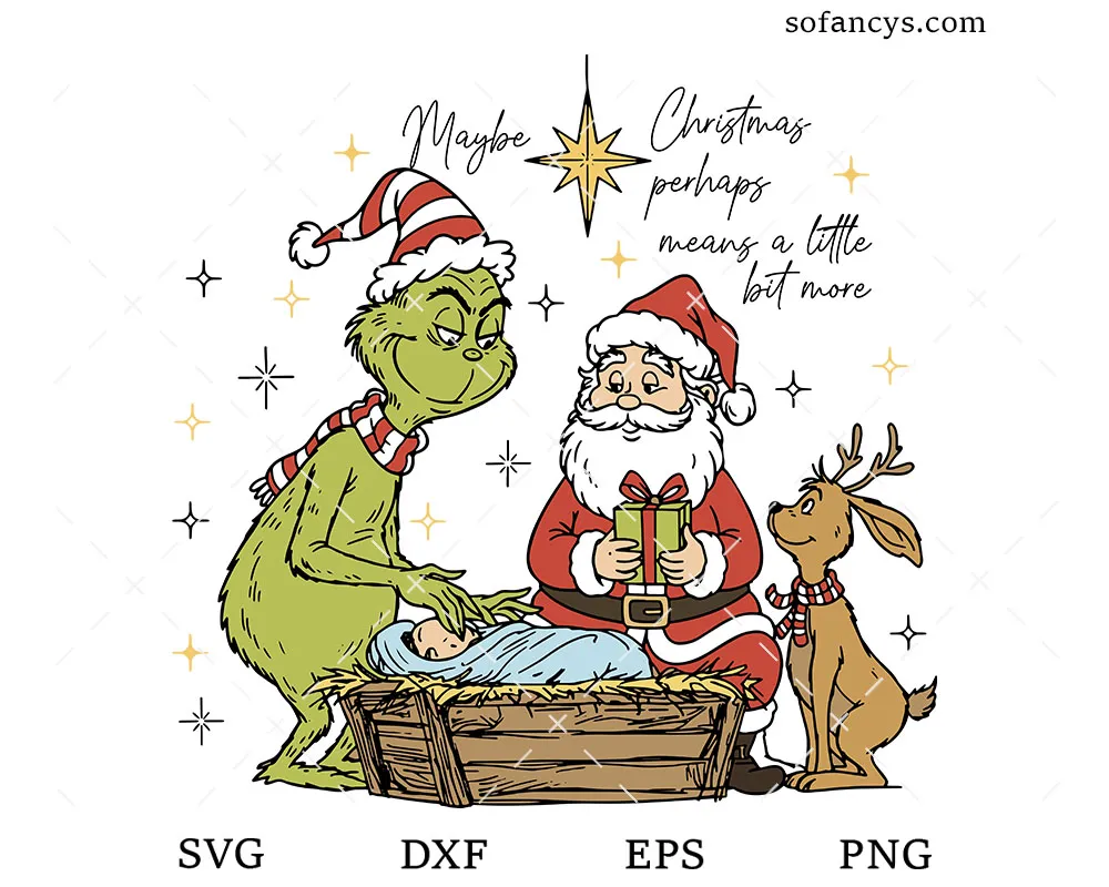 Grinch Santa Nativity SVG