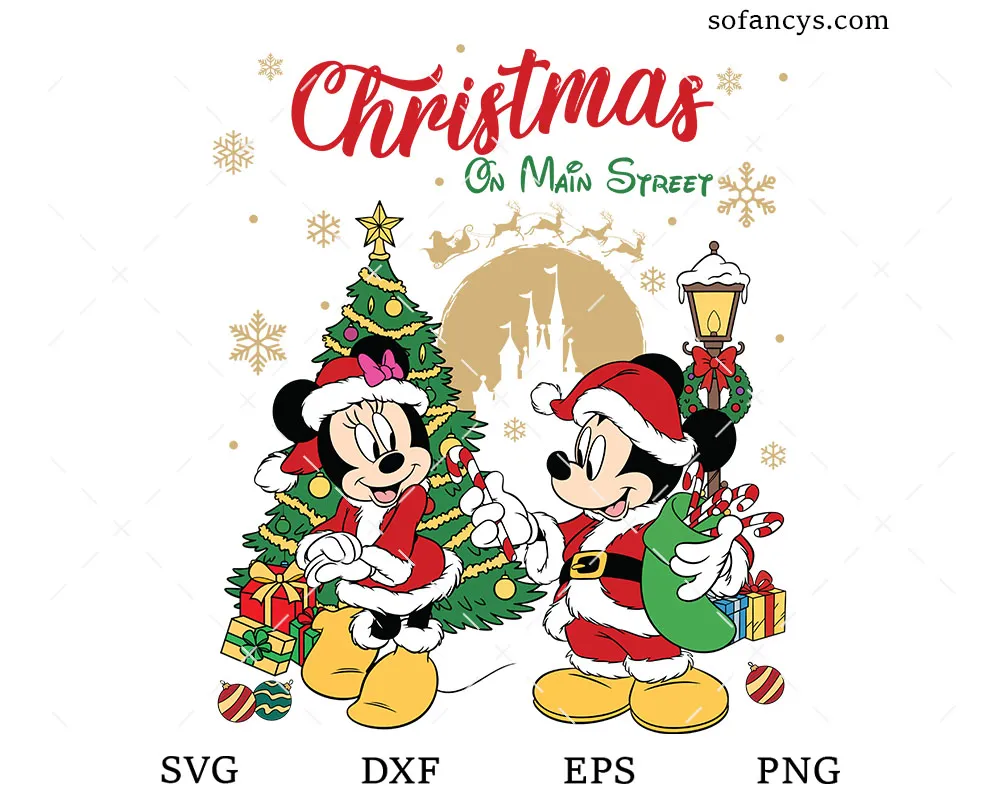 Retro Mickey Minnie Christmas SVG