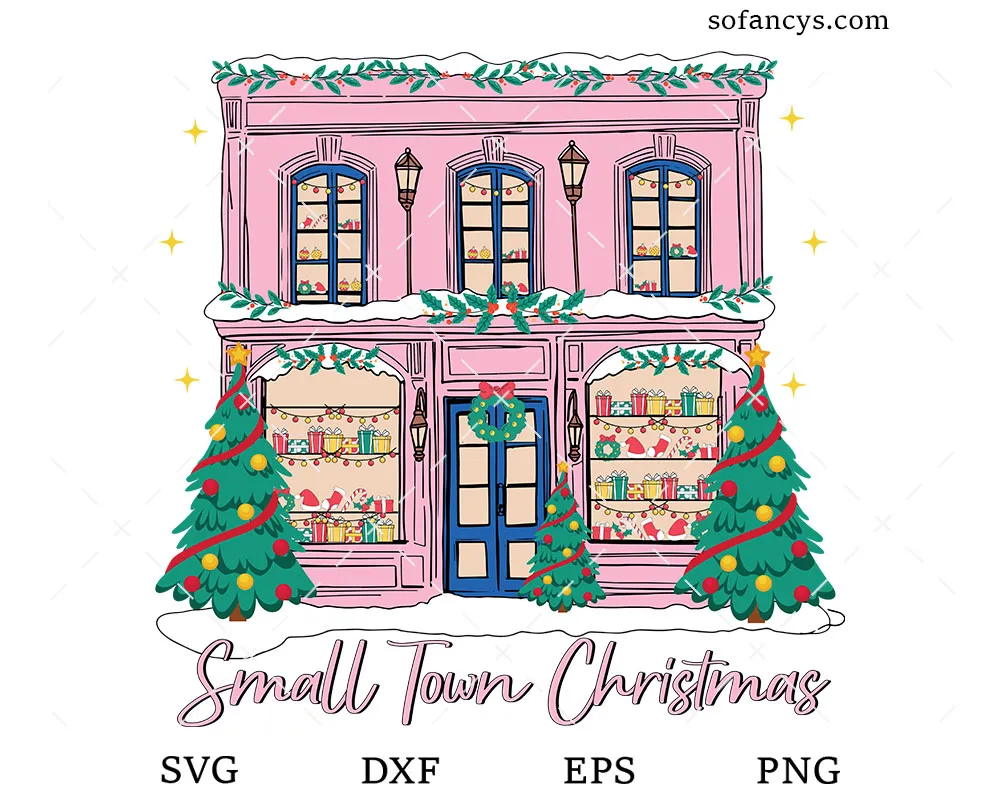 Small Town Christmas House SVG