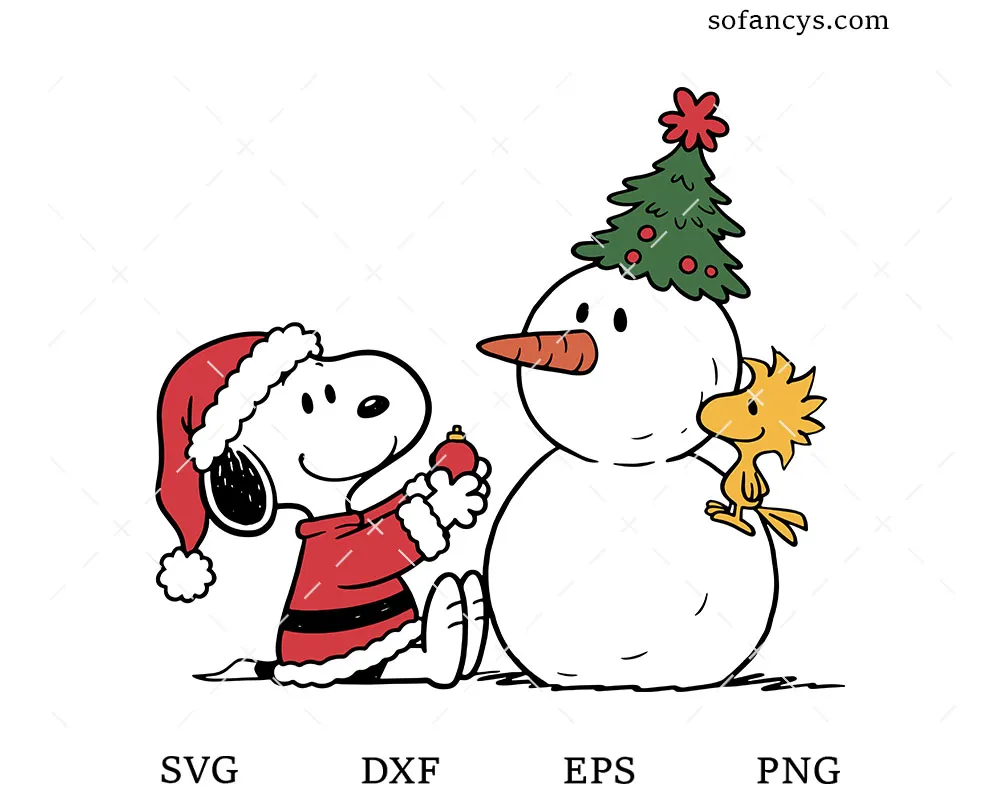Snoopy Christmas Snowman SVG