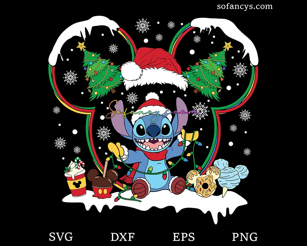 Stitch Mickey Head Christmas SVG