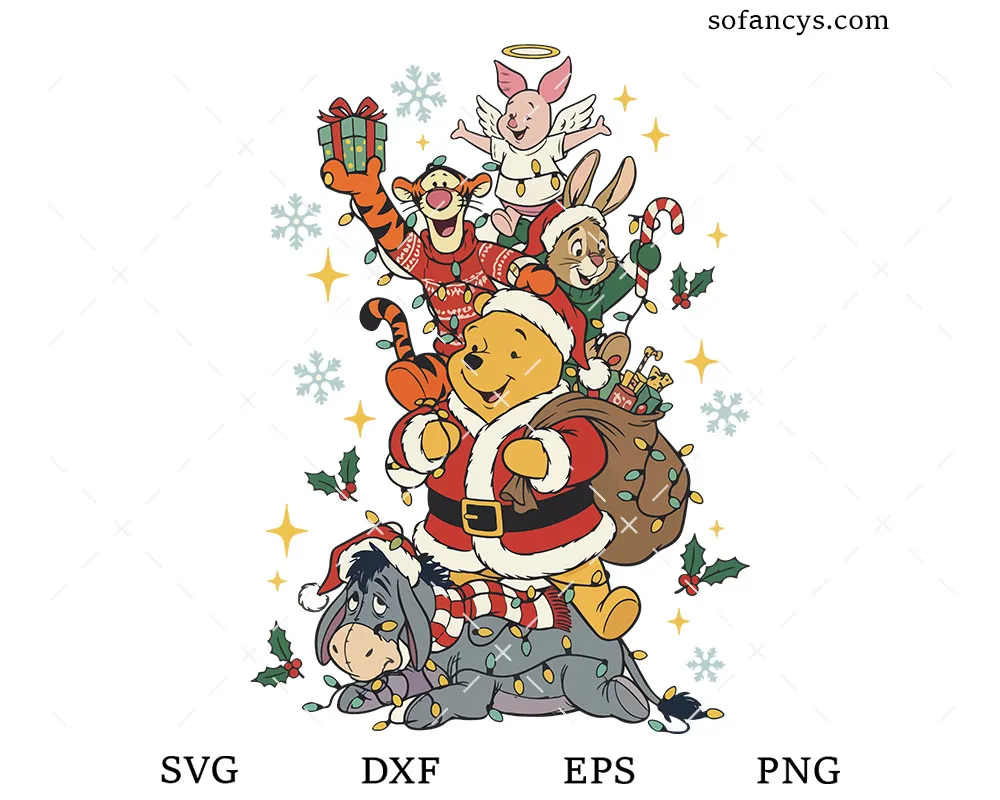 Tigger Piglet Pooh Christmas SVG
