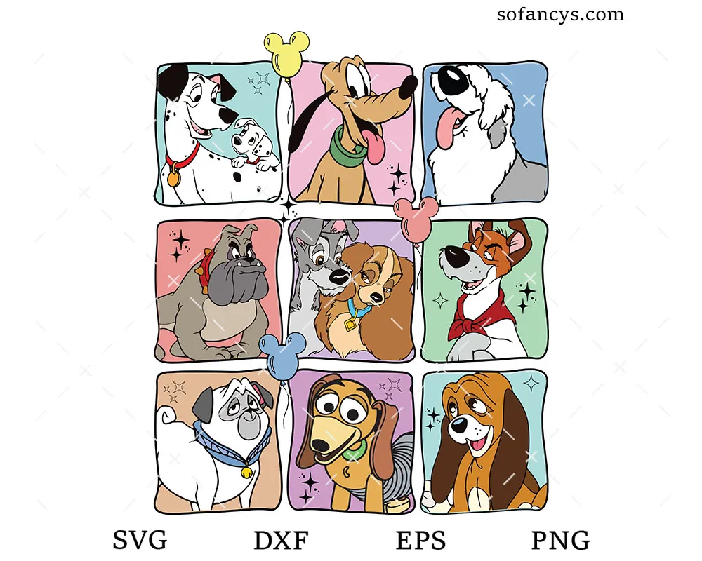 Vintage Disney Dogs SVG