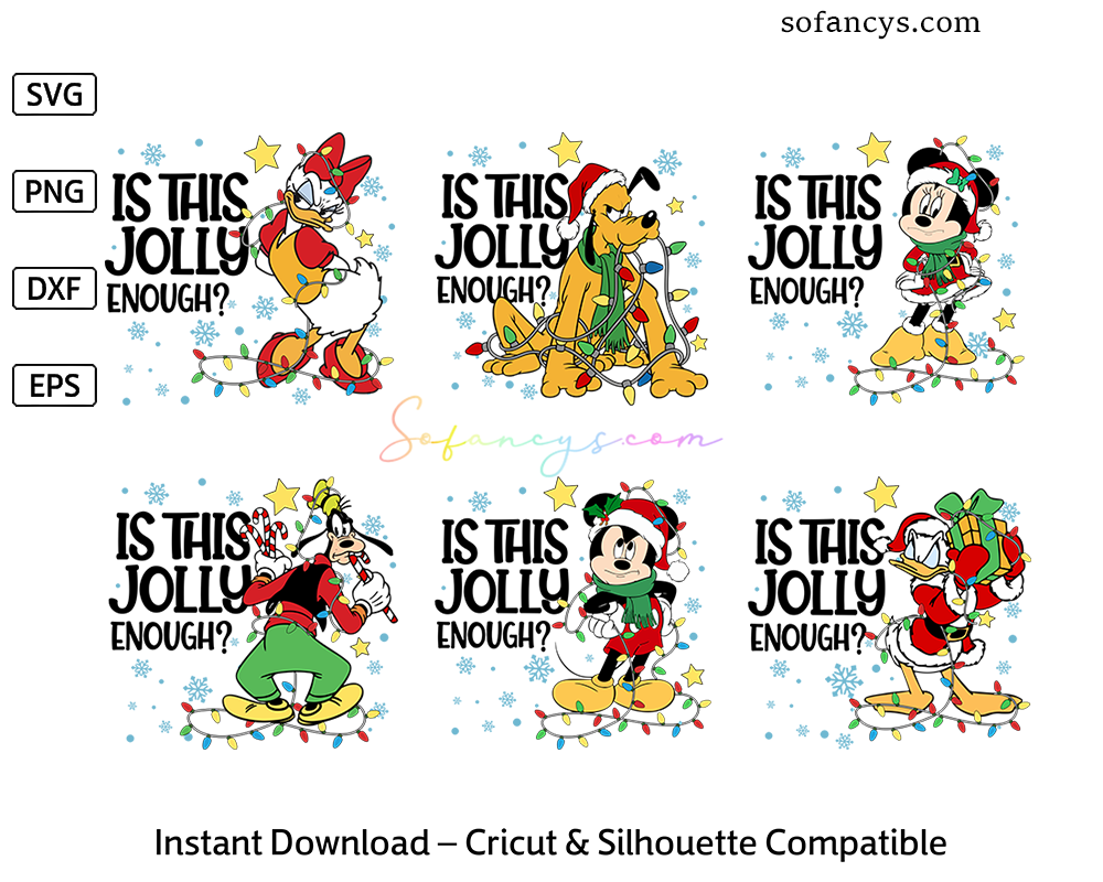 Disney Jolly Enough SVG Bundle – Mickey Friend Holiday Lights