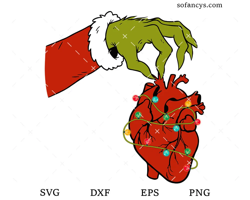 Grinch Heart Christmas SVG