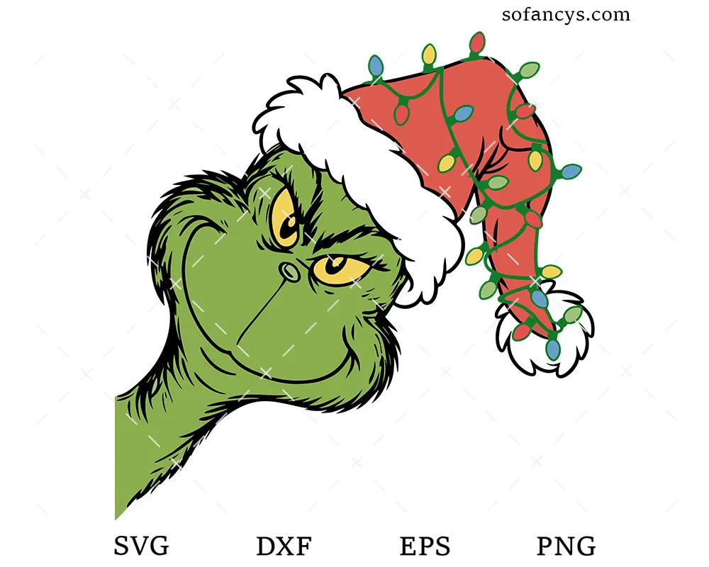 Grinch Santa Lights SVG