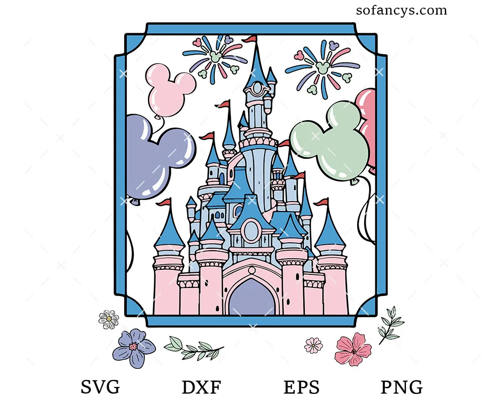 Magic Castle with Mouse Balloons SVG