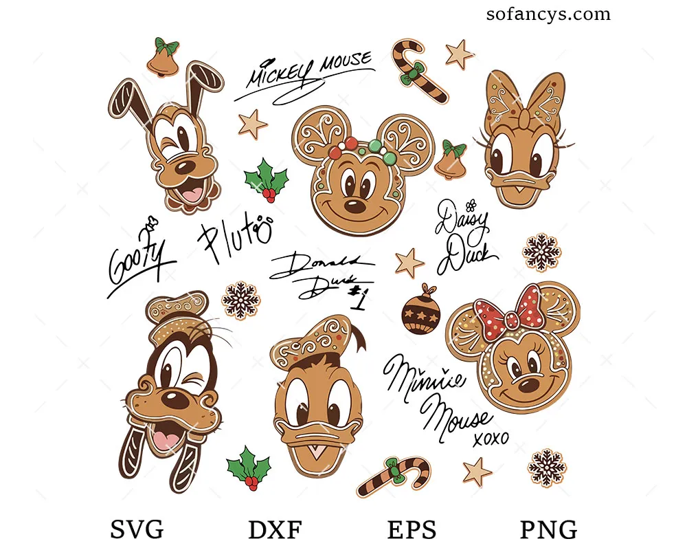 Mickey Friends Gingerbread SVG