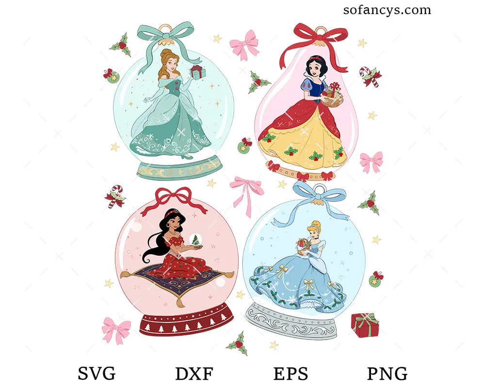 Princess Christmas Snow Globe SVG