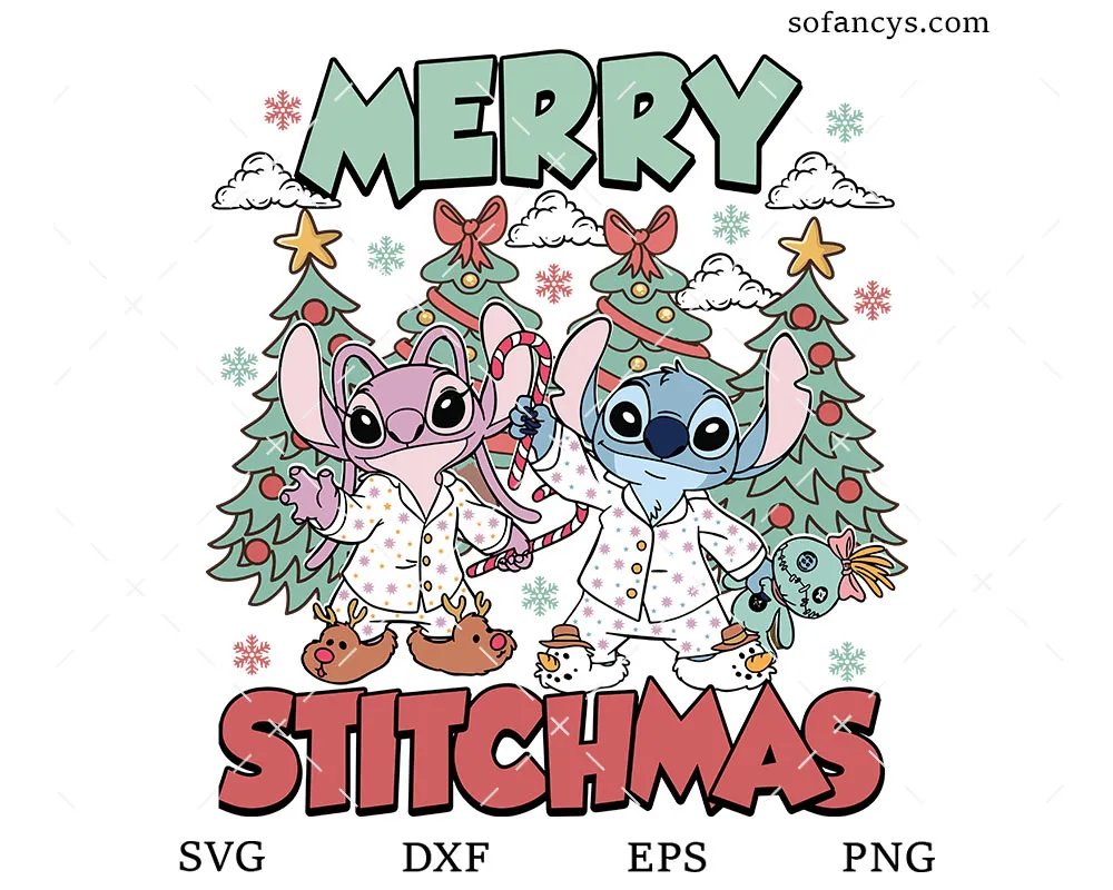 Stitch And Angel Christmas SVG