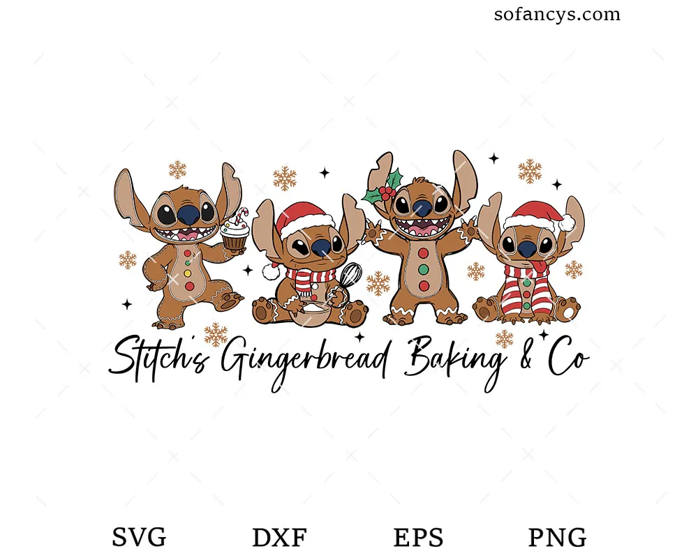 Stitch Gingerbread Christmas SVG