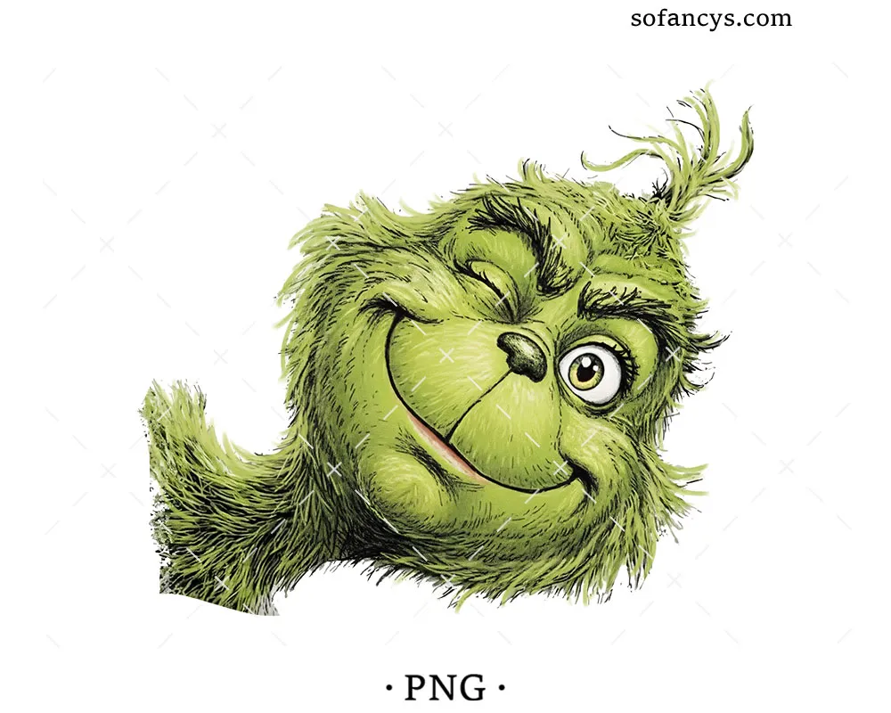 Winking Grinch Christmas PNG