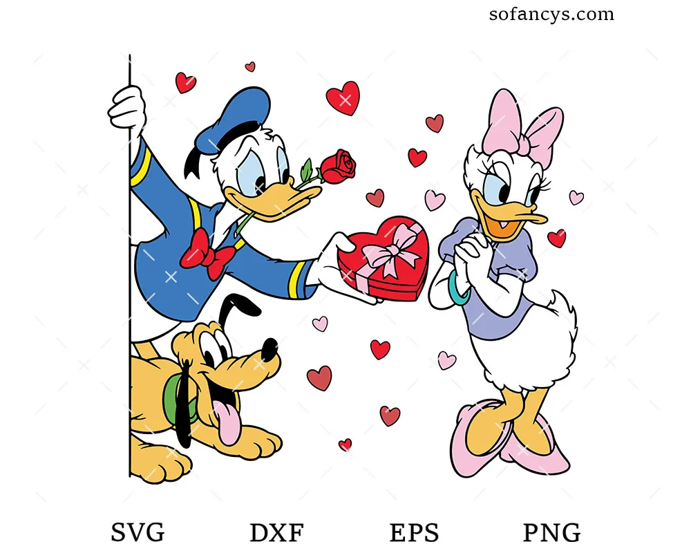 Donald And Daisy Valentine SVG