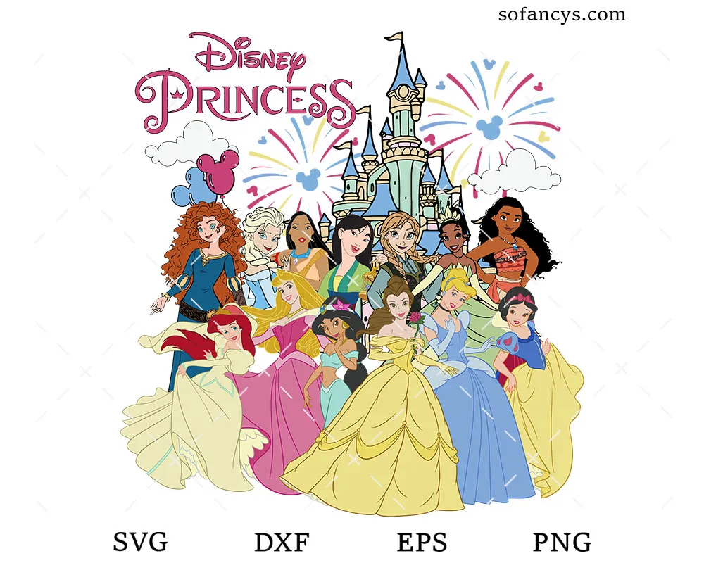 Retro Disney Princess Characters SVG
