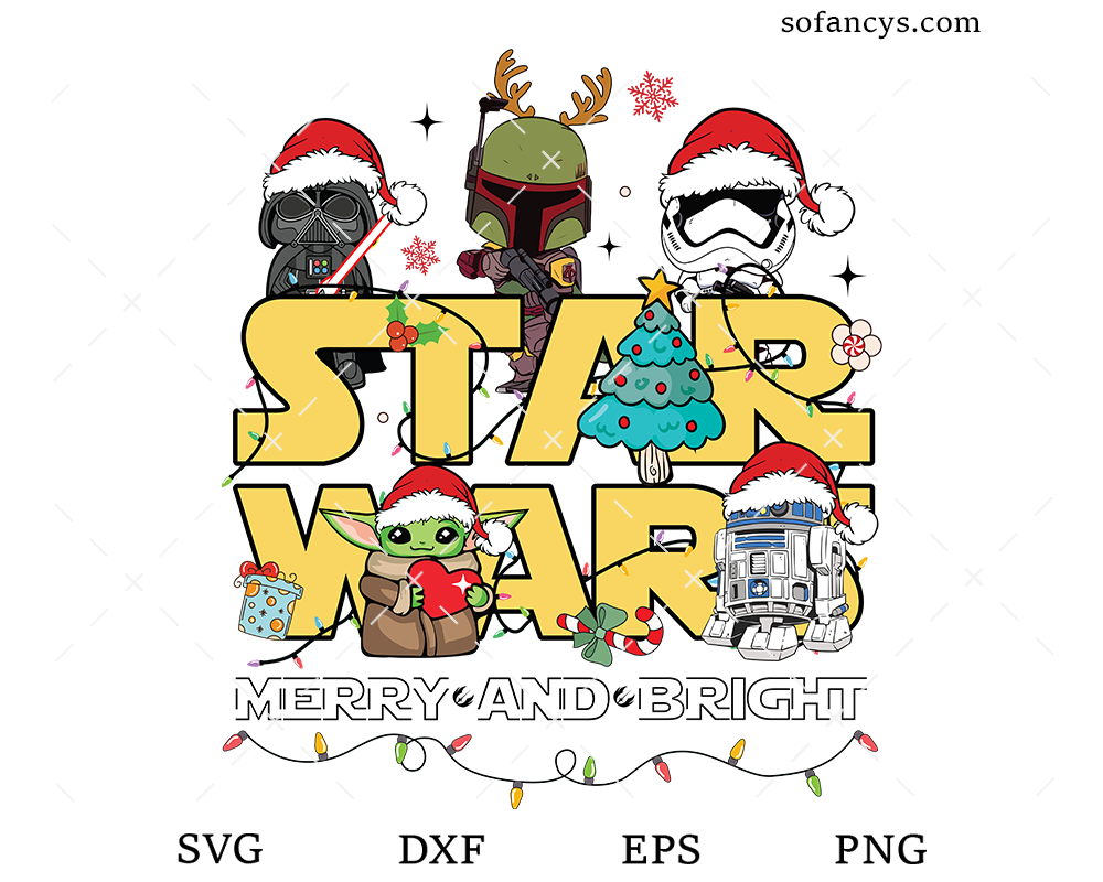 Star Wars Christmas Merry and Bright SVG