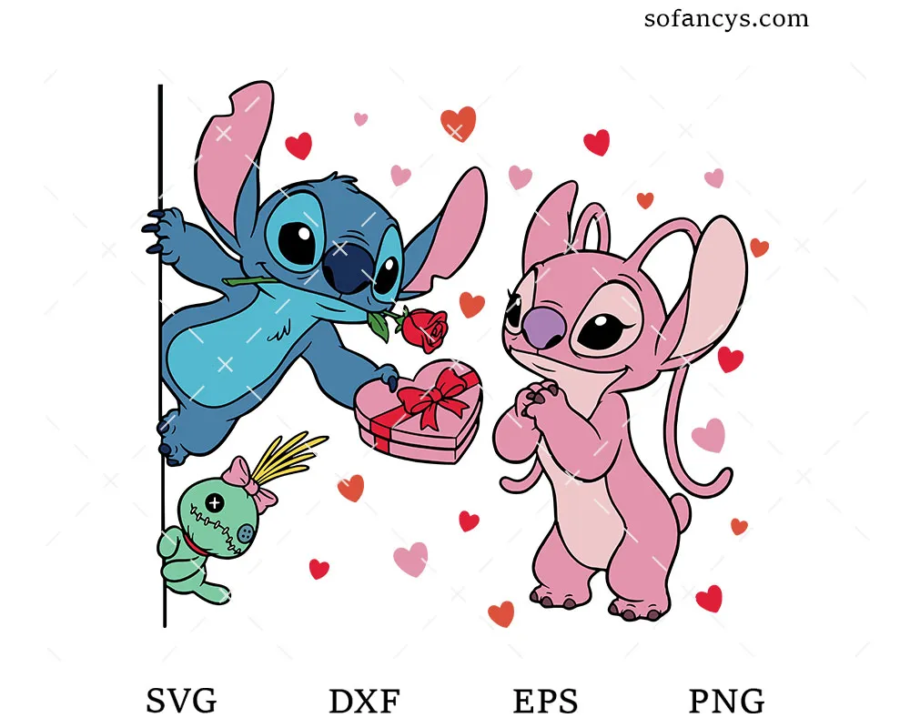 Stitch And Angel Valentine SVG