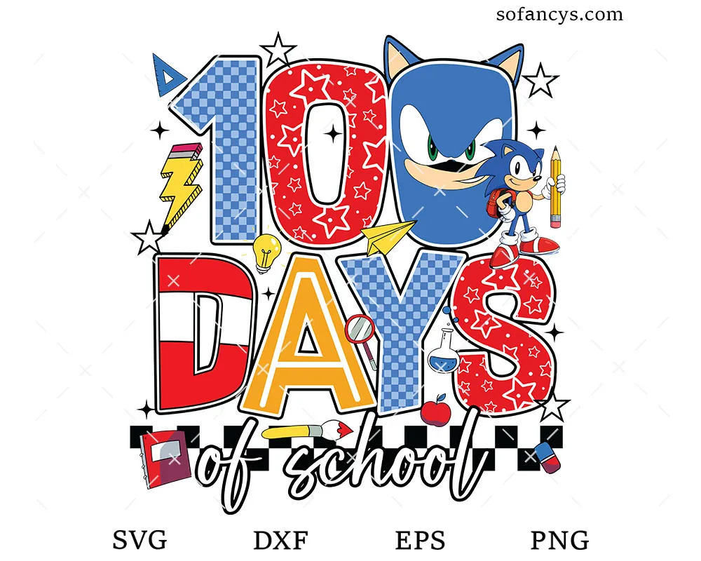 100 Days of School Sonic SVG