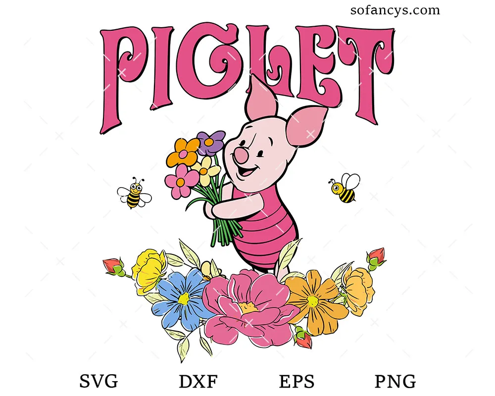 Piglet Flowers SVG