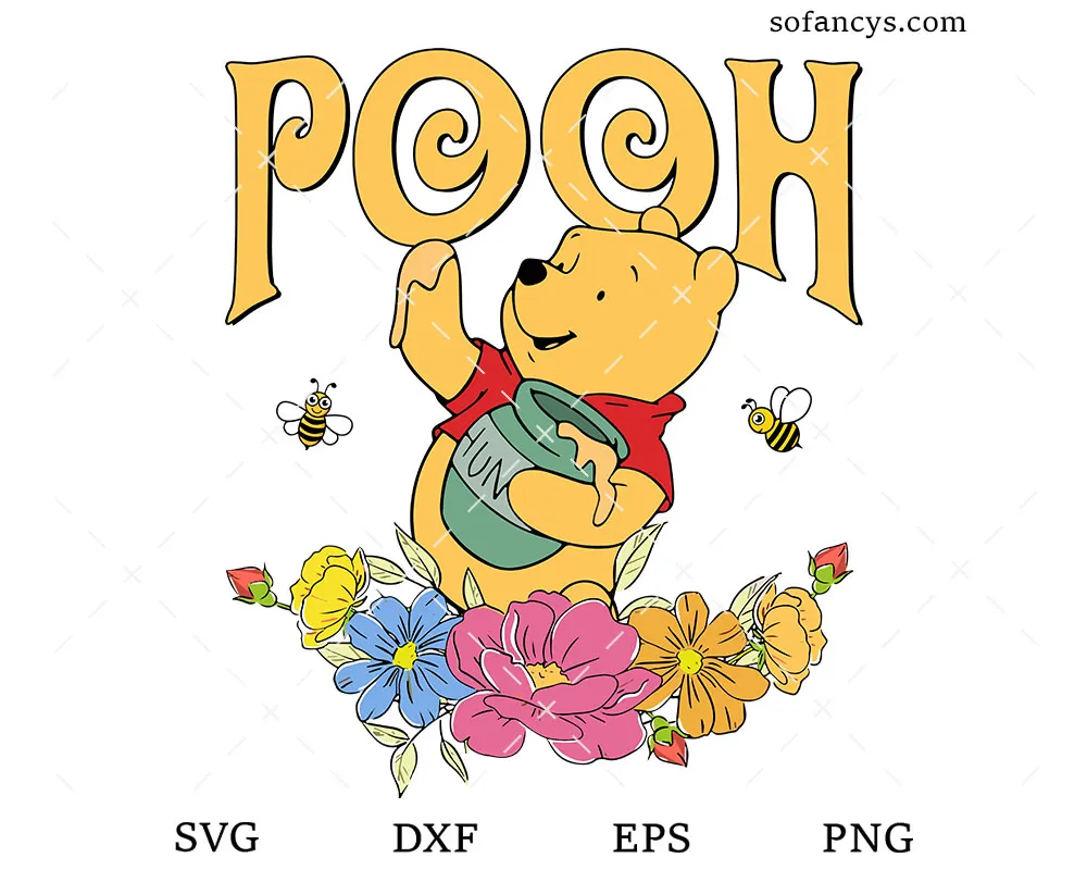 Winnie the Pooh Flowers SVG