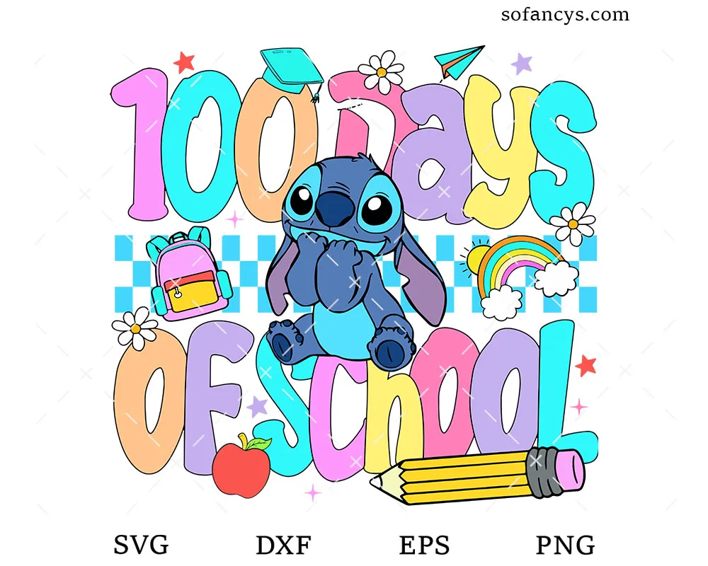 Disney Stitch 100th Day Of School SVG